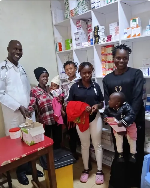 Families at a health clinic in Kenya