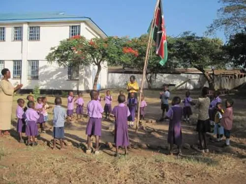 Students at school assembly